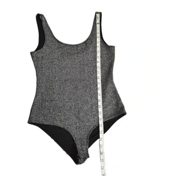 Zara Silver Bodysuit Sparkly Metallic Size Medium - Picture 9 of 9